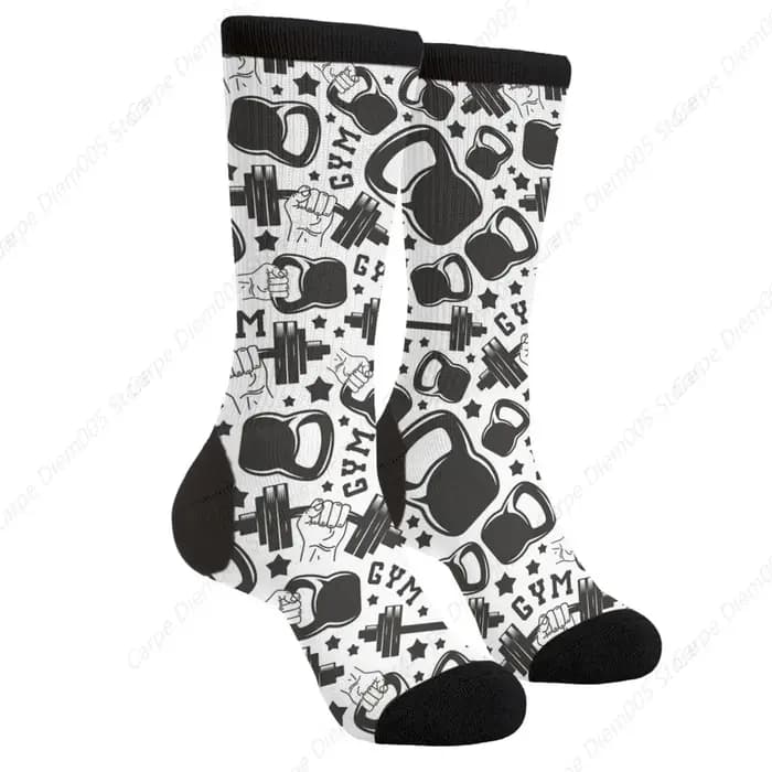 Fitness Club noir haltères décontracté drôle Funky nouveauté chaussettes pour hommes femmes