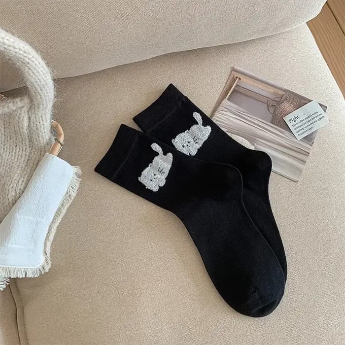 Chaussettes longues en coton pour femmes, dessin animé, chat, chien, doux, filles, japonais, Kawaii, style coréen, Harajuku, rétro, streetwear, mignon