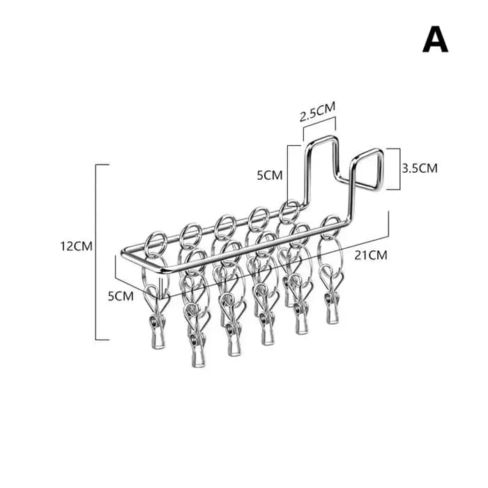 Support de séchage de chaussettes mural en acier inoxydable, 10/16 Clips, support de séchage de sous-vêtements Durable avec Clips détachables, gain de place
