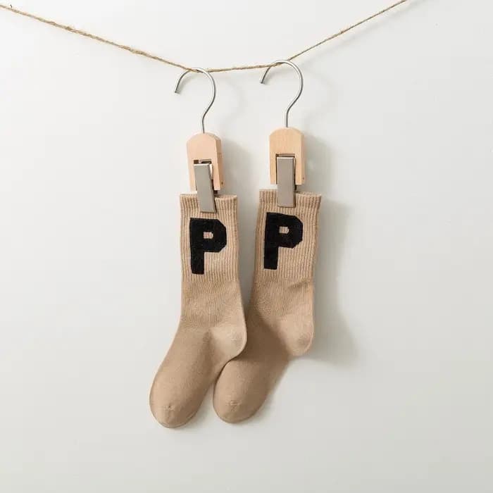 Chaussettes de sport Harajuku en coton pour femmes, avec lettres brodées P, Style collège, confortables pour étudiantes, cadeau de noël