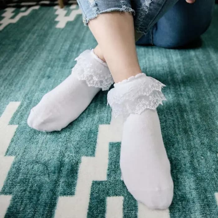 Lolita – chaussettes en dentelle blanche pour femmes