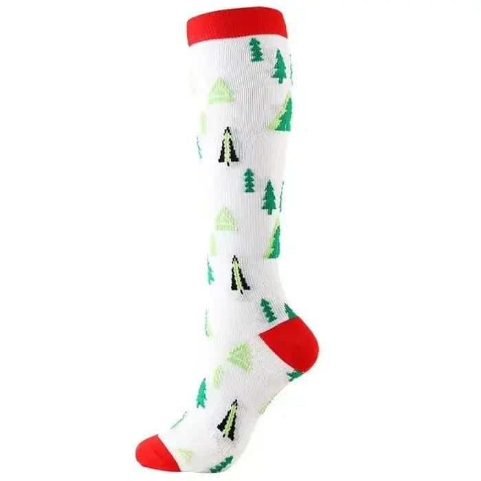 HYSAfeast-Chaussettes hautes de compression de Noël pour hommes et femmes, chaussettes de course en nylon, chaussettes de sport à motif de compression, chaussettes de course hautes au genou