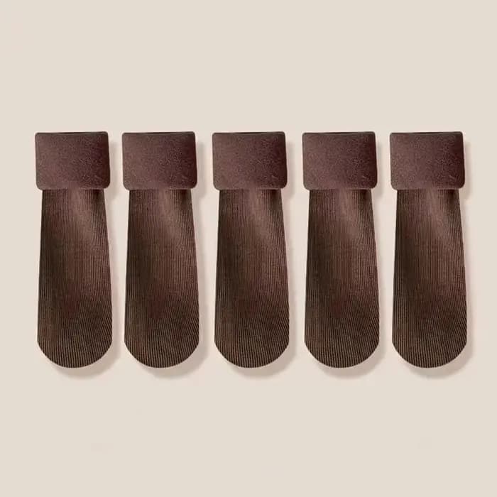 5 paires de chaussettes de neige pour femmes, chaussettes d'automne et d'hiver avec bas de sol de couchage chauds et épais, couleur unie pour femmes