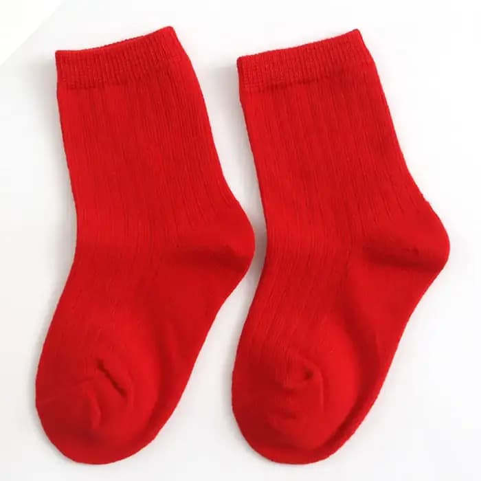 Chaussettes pour enfants coton couleur unie Tube bébé fille garçon
