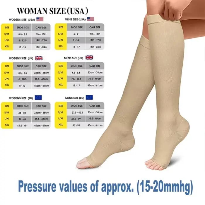 Chaussettes de compression médicale noires pour femmes et hommes
