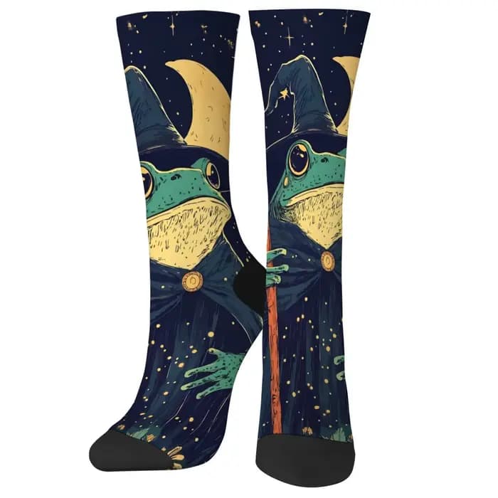 Conte de fées grenouille magicien chaussettes nouveauté drôle heureux hommes