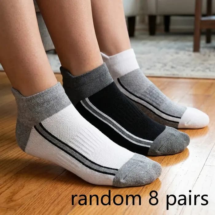 8 paires aléatoires de chaussettes courtes bi-hebdomadaires pour hommes et femmes