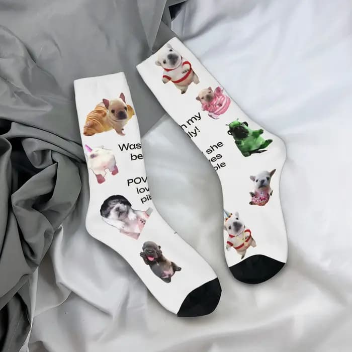 Mon ventre Pibble chaussettes mode bas automne antidérapant femmes hommes