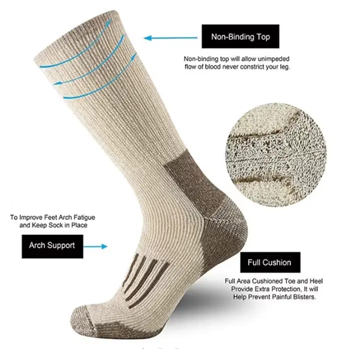 80% laine mérinos chaussettes pour hommes femmes épaissir chaud randonnée coussin équipage