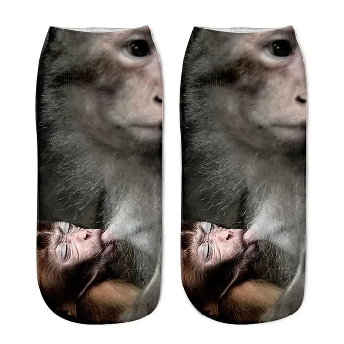 Chaussettes courtes en coton imprimé 3D pour femmes