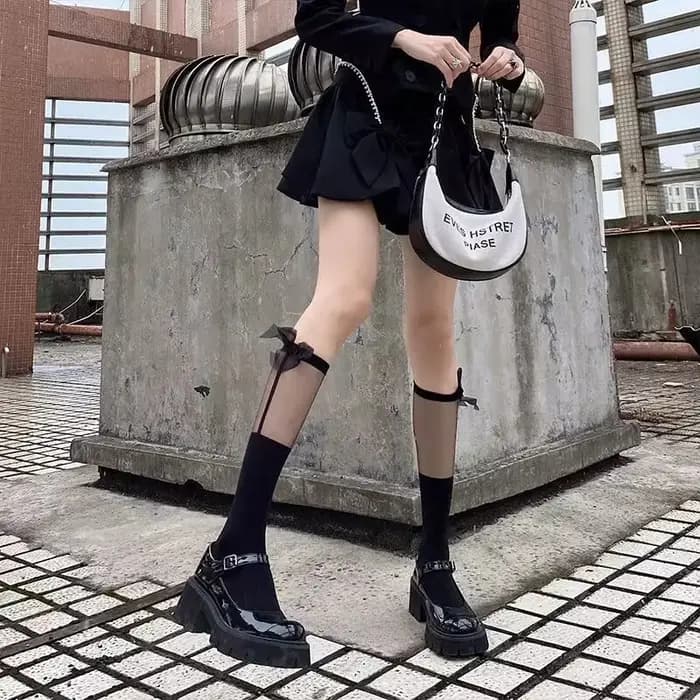 Chaussettes mi-mollet épissées transparentes pour filles