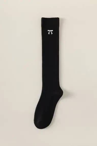 Chaussettes Tube longues brodées avec nœud papillon pour femmes