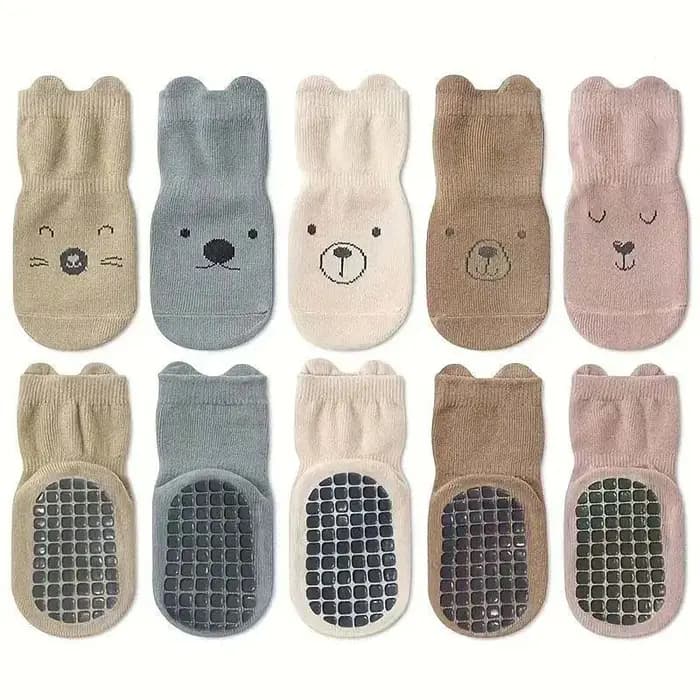 BELLBELL 5 paires de chaussettes antidérapantes pour bébé