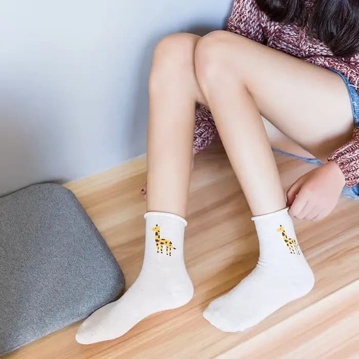 Jolies chaussettes d'animaux de dessin animé pour filles, flamant rose, pingouin, girafe, alpaga, sertissage, Confinement doux, bouche ample