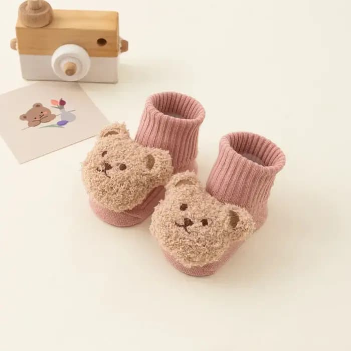 Mignon dessin animé ours bébé chaussettes pour garçon fille hiver doux coton anti-dérapant semelle nouveau-né enfant en