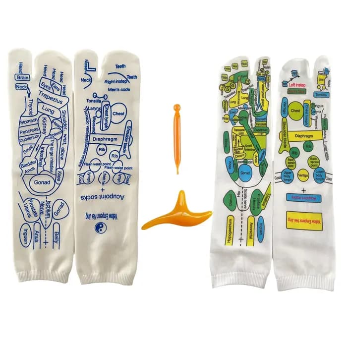 Ensemble de chaussettes réflexologie, 2 paires, outils d'acupression, Point de déclenchement, soulagement de la douleur au pied, remède, Massage des points d'acupuncture, outil de soins des pieds