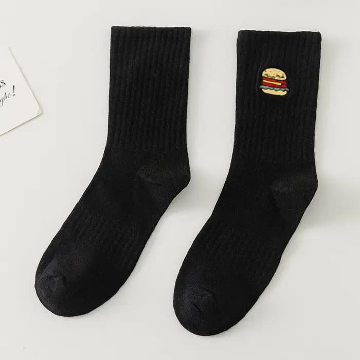 Chaussettes épaisses Hipster décontractées avec motif Hamburger Pizza
