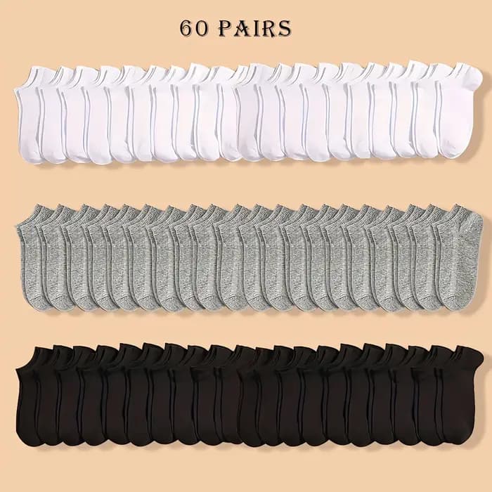10/20/30/40/60 paires de chaussettes unisexes de couleur unie