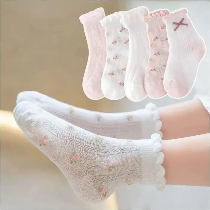5 paires/lot mignon enfants chaussettes pour filles garçons coton solide princesse