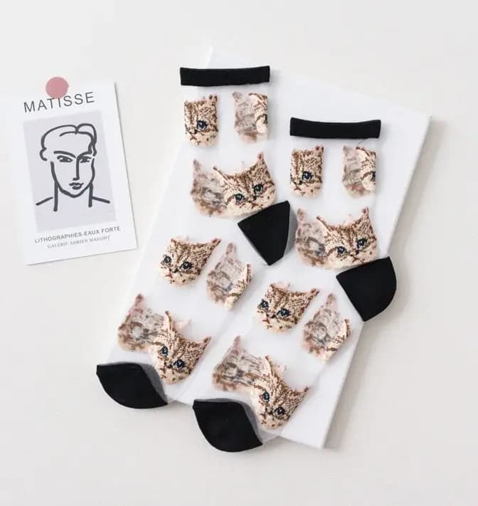 Chaussettes transparentes en fibre de verre pour femmes