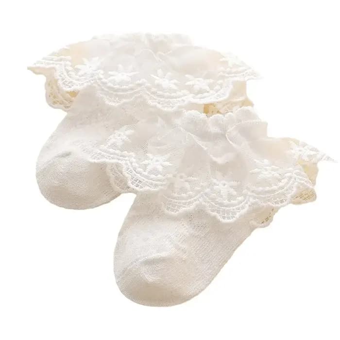 Chaussettes en dentelle florale pour bébés filles de 0 à 8 ans, mignonnes volants blancs, antidérapantes, chaussettes de danse pour enfants, chaussettes de pied décontractées pour nourrissons