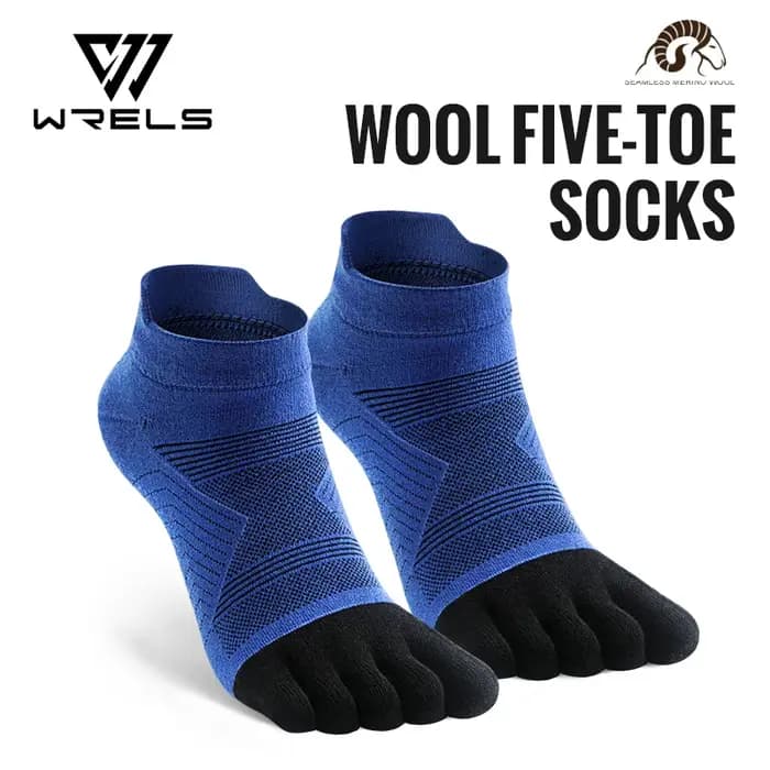 WRELS Chaussettes à cinq orteils en laine mérinos pour sports de plein air