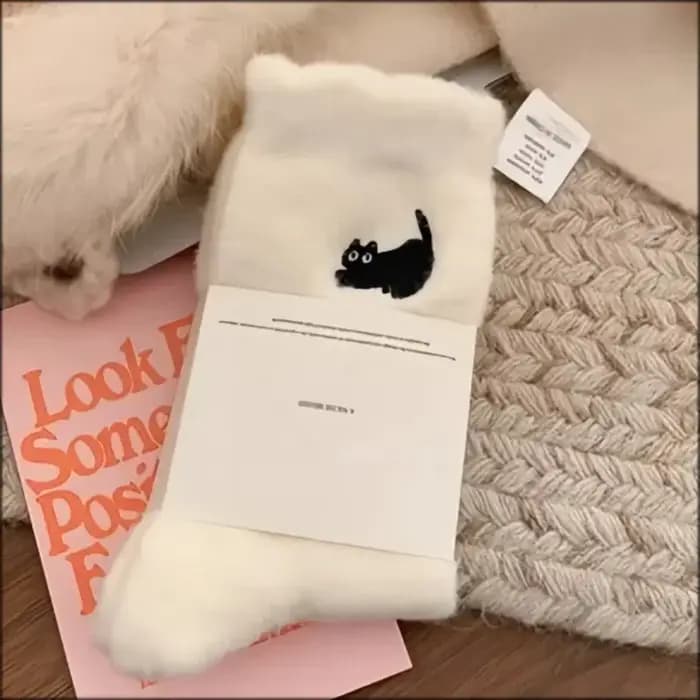 Femmes hiver chaussettes mignonnes épais thermique solide doux vison velours moelleux