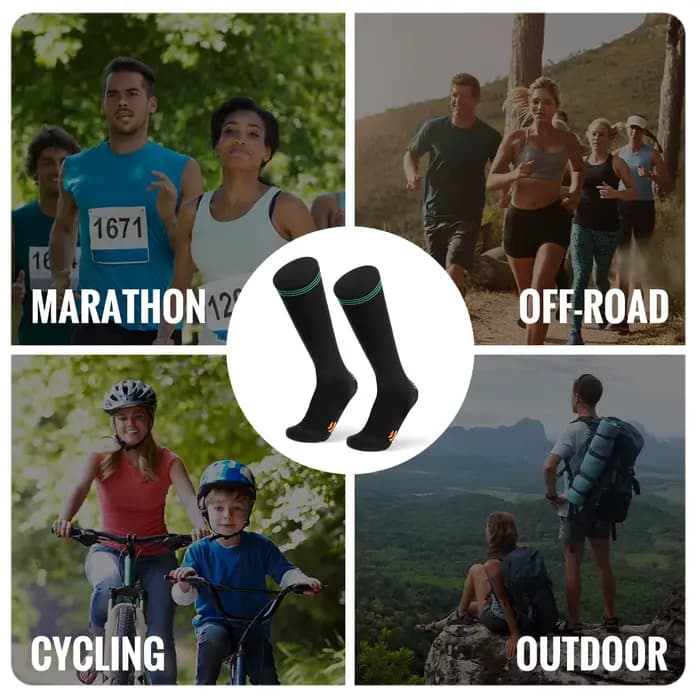WRELS Sport chaussettes de cyclisme absorbant les chocs anti-dérapant varices