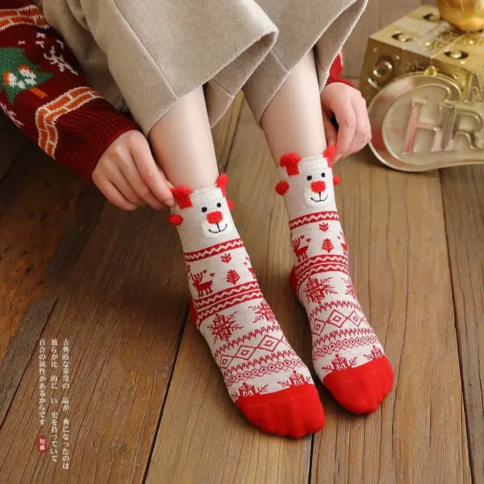 Chaussettes de noël pour enfants, motif Elk, bonhomme de neige, nouvel an