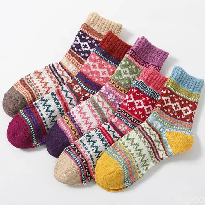 Femmes chaussettes automne hiver à la mode rétro ethnique