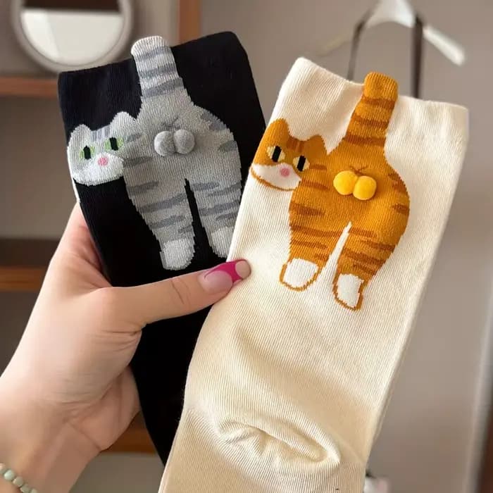 1/2 Paire de Chaussettes 3D Patte de Chat Mignonnes