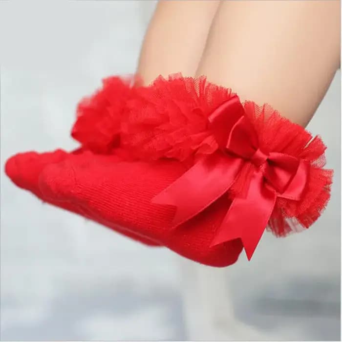 Chaussettes bébé fille avec nœud papillon dentelle à volants princesse chaussette en coton avec rubans Multi couleurs