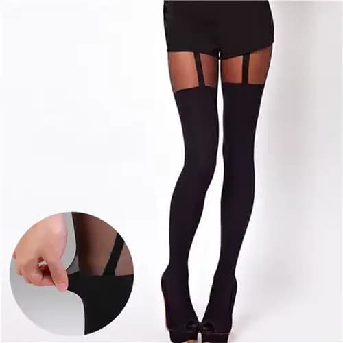 Collants porte-jarretelles sexy pour femmes, bas au-dessus du genou, porte-jarretelles noir, taille unique, mode féminine, 1 paire