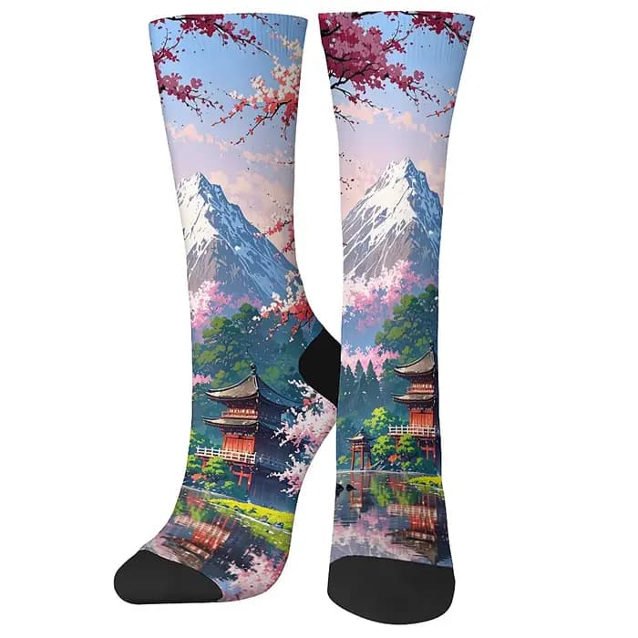 Chaussettes confortables et respirantes pour hommes, art du Mont Fuji, style art rétro, loisirs de plein air, nouvelle mode, équipage intéressant