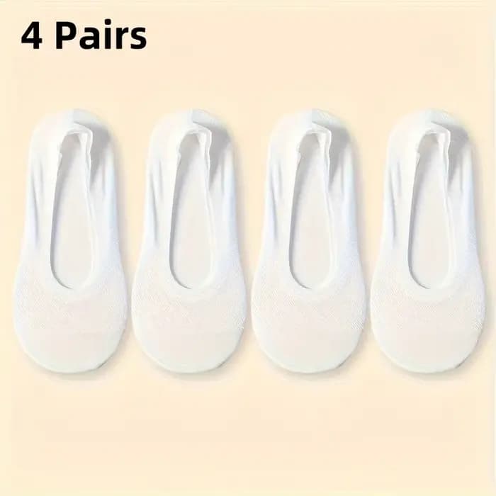 Chaussettes invisibles ultra-fines en maille respirante pour femmes, 4 paires, antidérapantes avec grip en silicone, cadeau idéal pour un usage quotidien avec toutes les chaussures
