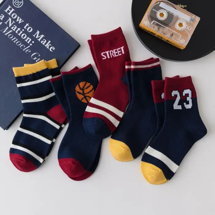 5 paires enfants garçons pur coton chaussettes