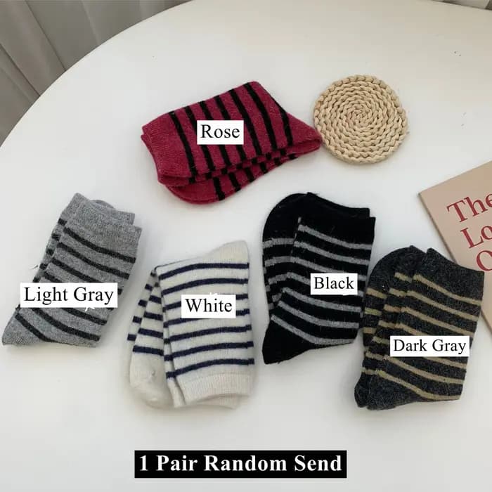20% lapin cheveux femme chaussettes décontracté rayé cachemire laine longues