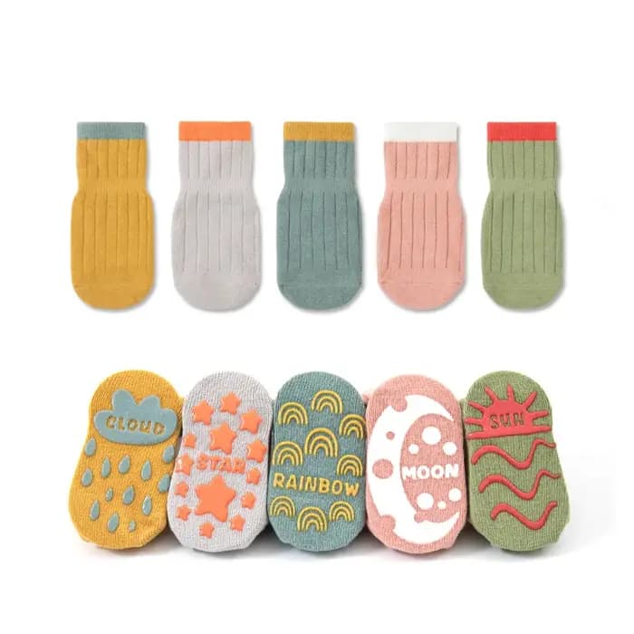 5 paires de chaussettes de sol en tricot mignonnes et décontractées