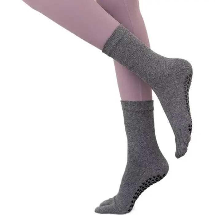 Chaussettes de yoga antidérapantes pour femmes, chaussettes de sport en coton mi-tube, absorption de
