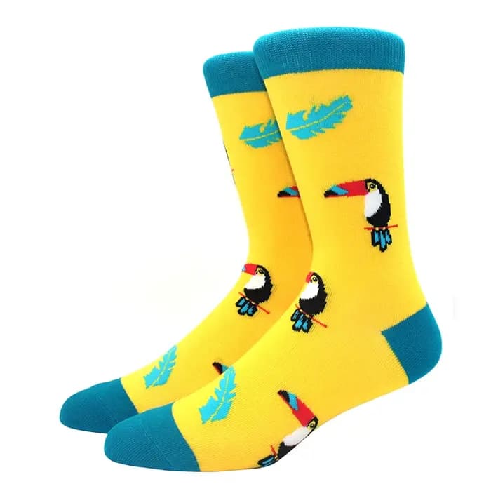 Hommes heureux amusant chaussettes impression art mignon printemps animal