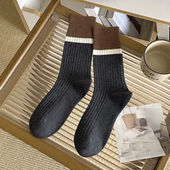 Chaussettes rétro pour femmes, nouvelles couleurs mélangées, décontractées, à la mode, en coton respirant, Style coréen quotidien, amples, confortables