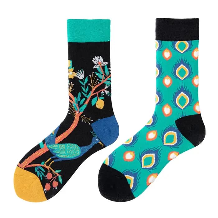 Chaussettes mi-mollet d'inspiration rétro avec motif paon AB