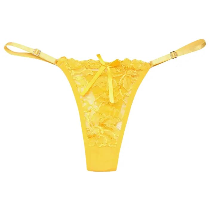 Dames dentelle Sexy culottes brodé pansement sous-vêtements femmes Transparent respirant tongs nœud papillon
