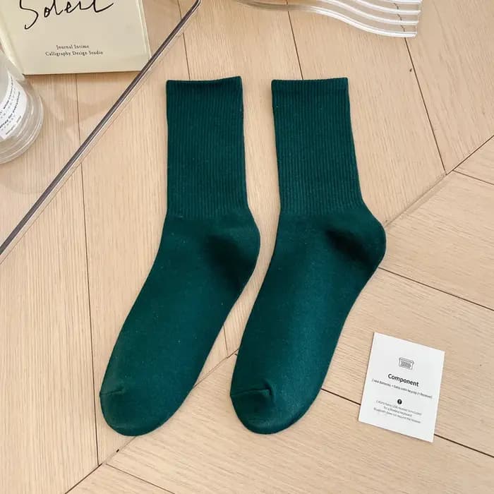 Chaussettes en coton Harajuku pour hommes et femmes, chaussettes souples et respirantes, chaussettes d'été et d'hiver, noir, rouge, document solide, bas, nouveau