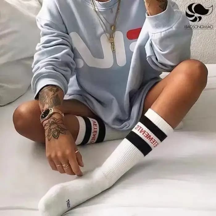 Nouvelle mode chaussettes lettres deux barres tricot hommes femmes Couple