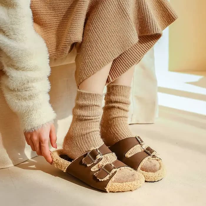Femmes laine chaussettes chaud hiver épais cachemire flou décontracté couleur unie confortable maison chaussette doux longue thermique de haute qualité