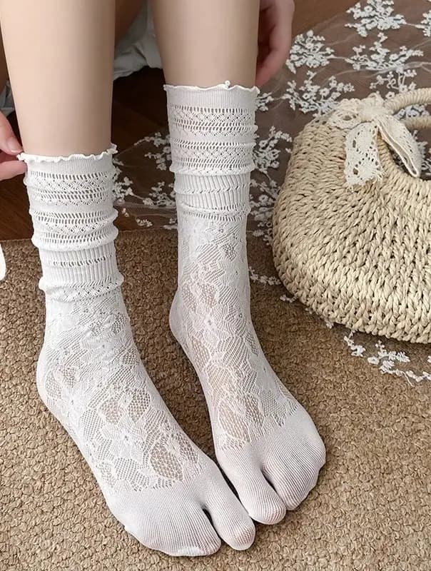 1 à 3 paires disponibles – Chaussettes Tabi japonaises à deux orteils pour femmes