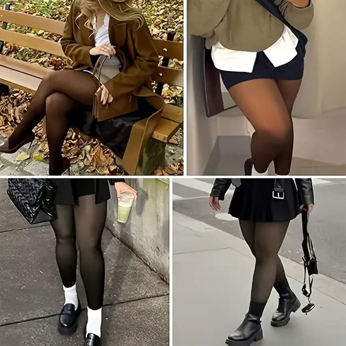 Nouveauté 2026 Collants thermiques sculptants noirs sexy à une couture
