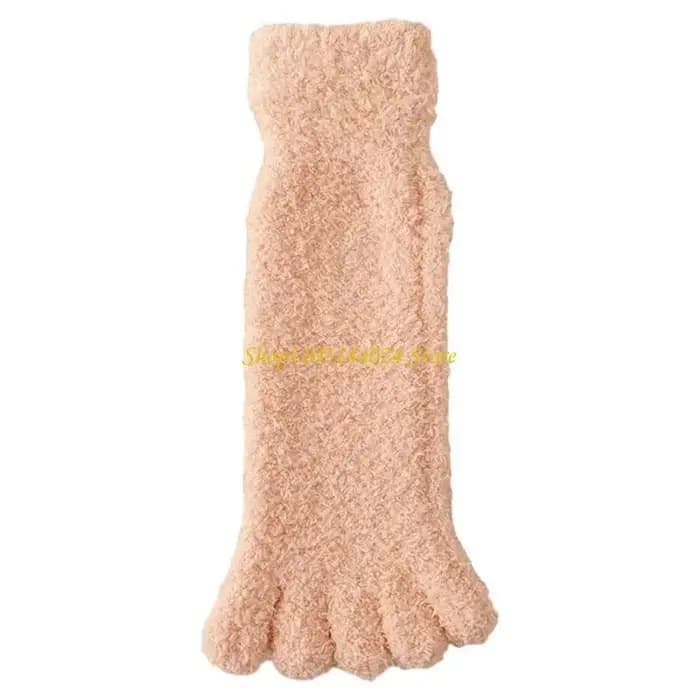 N5KE – chaussettes d'hiver à bout pelucheux pour femmes, chaussettes à cinq doigts en fourrure pour dormir à maison