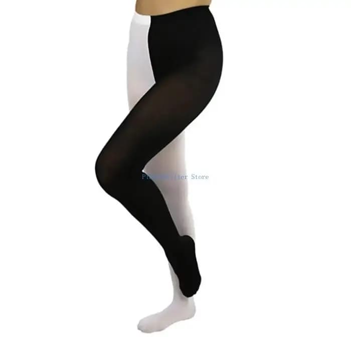 Collants longs bicolores pour femmes, bonneterie Opaque, respirante, décontractée, taille haute, pie
